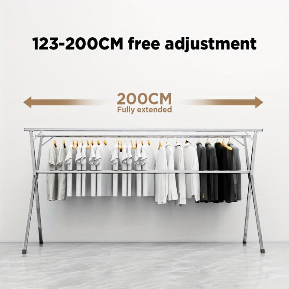 Tendedero de ropa | Longitud retráctil y plegable, tamaños de 160.02cm y 199.9cm, metal duradero, independiente, acero inoxidable resistente, JOYBOS, tendederos