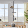 Árbol para gatos Costoffs de techo alto, altura ajustable de 226 cm a 266 cm, poste rascador multinivel con cama para gatos, plataformas y caseta