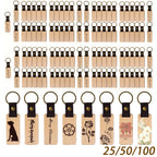 TOCOME 25/50/100 piezas de espacios en blanco para llaveros de madera de haya - Llaveros de madera de haya sin acabar de alta calidad, etiquetas rectangulares sin terminar para grabado láser DIY, llaveros de madera, artesanías de madera, adecuados para pr