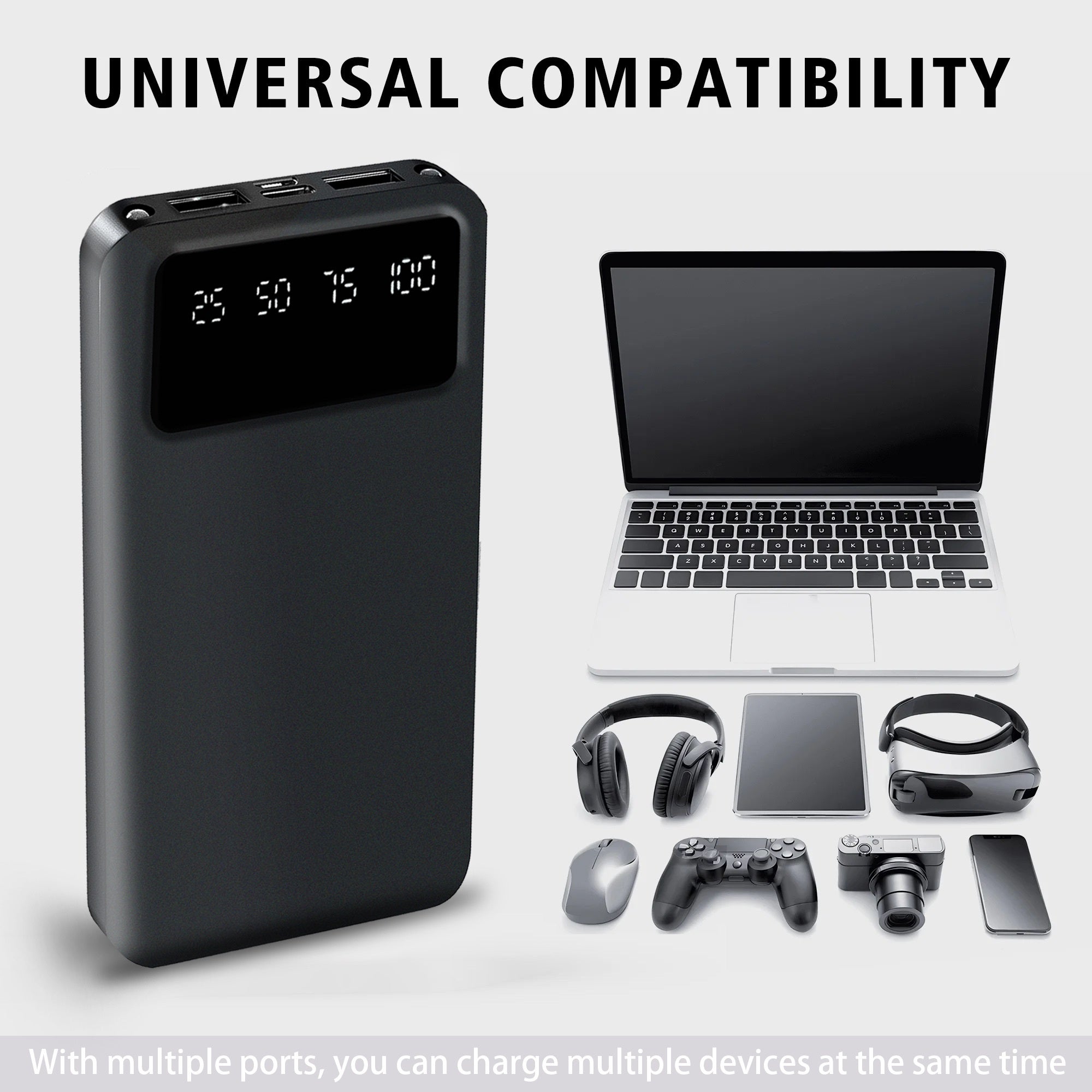 Baterías externas | 20000mAh-2pcs Banco de Energía Móvil de Gran Capacidad, Carga para Dispositivos Móviles, Pantalla LED/ Doble Interfaz de