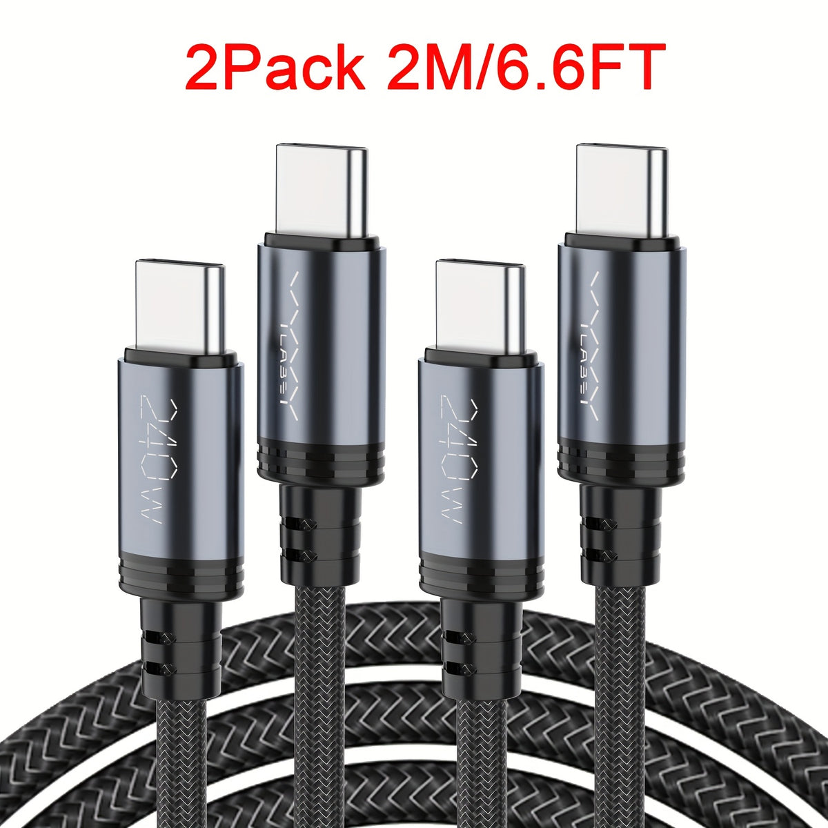 Tablet 240W 201.17 cm, 2 piezas, Cable USB-C carga rápida 240W para móvil tableta portátil