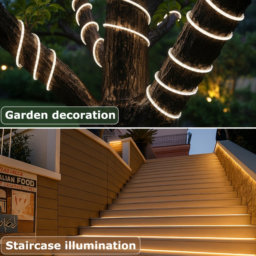 Tiras de luces LED súper brillantes AC 220V 230V | Cinta adhesiva de 120 LED/m, Cinta LED para lámpara exterior, Blanco o Blanco Cálido para cocina, jardín, decoración de habitaciones del hogar, Iluminación interior con enchufe de alimentación europeo | M