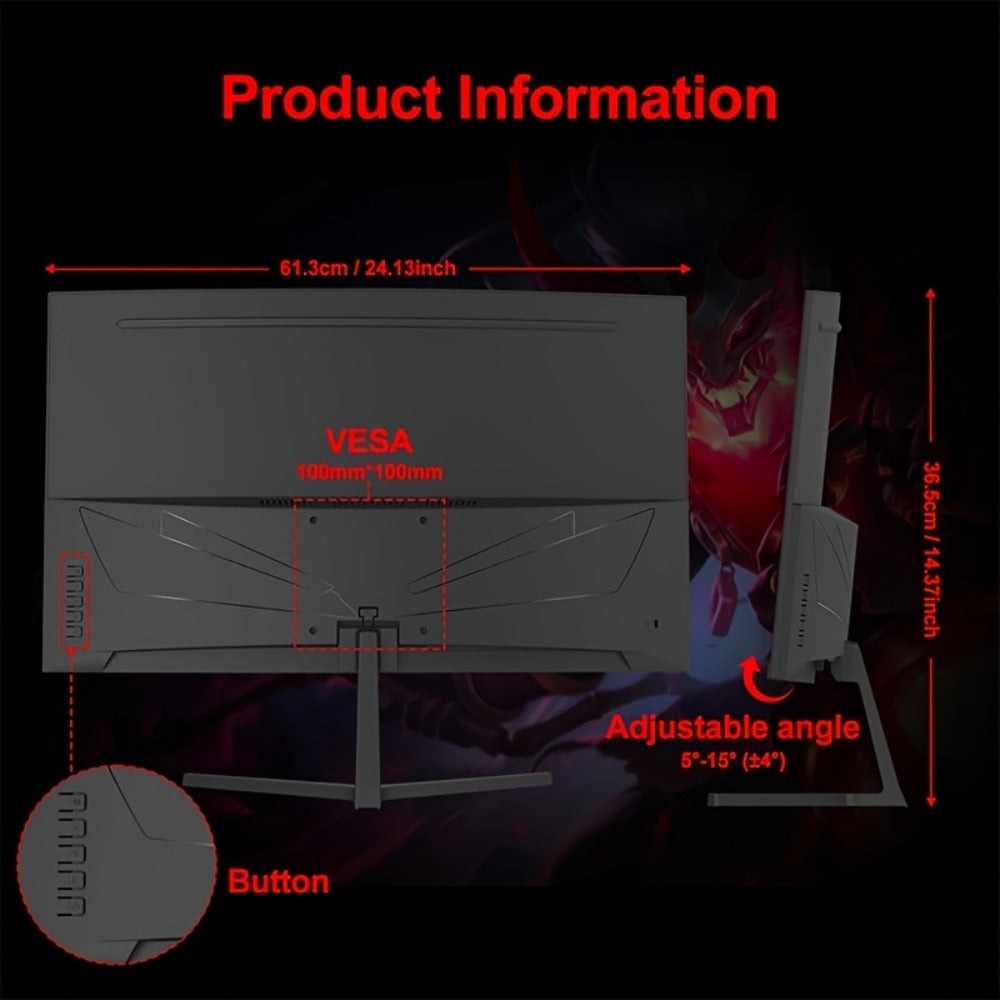 Monitor para juegos Gawfolk de 27 pulgadas, resolución 1080P (1920x1080), frecuencia de actualización ultrarrápida de 99Hz con altavoces integrados. Ideal para juegos y uso de oficina. Diseño de pantalla curva con puertos DisplayPort y HDTV. El regalo per