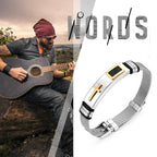 Pulsera para Hombres de JewelryWe, Brazalete de Malla Cruzada Clásica, Pulsera de Silicona, Tamaño Ajustable