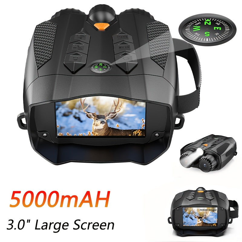Gafas Binoculares de Visión Nocturna Infrarroja, con Luz Táctica, Batería de Litio de Gran Capacidad de 5000mAh, Zoom Digital 10x, Pantalla IPS Ultra HD de 3 Pulgadas, Distancia de Visión Nocturna de 800m, Regalo Perfecto para Entusiastas del Aire Libre |