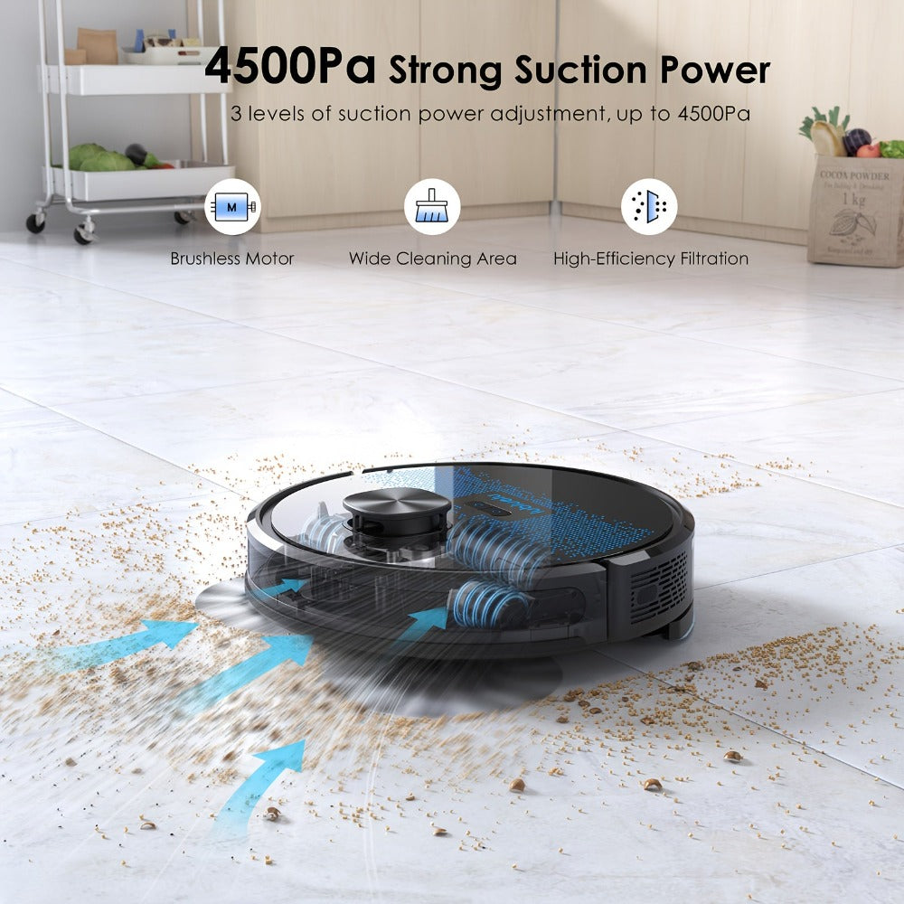 Lubluelu 2025 Nuevo Robot Aspirador y Trapeador B40Plus/Sl60D - Succión Potente de 5100Pa, Autovaciado, Mapeo Multi-Suelo, Solución de Limpieza 3 en 1 para Pelo de Mascotas, Alfombras y Suelos Duros con Función de Autocarga