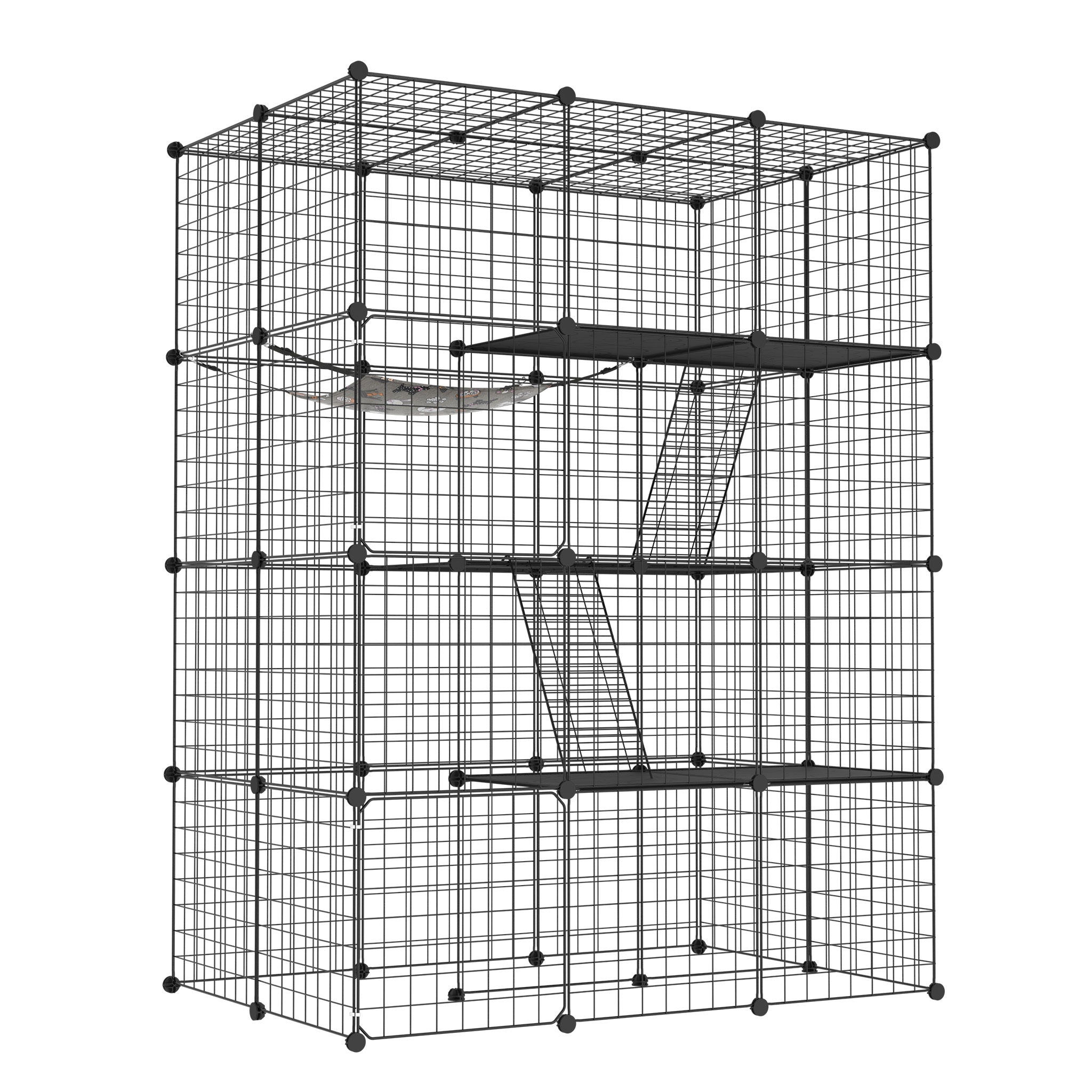 Recinto para mascotas | Corral para Gatos al Aire Libre de Bricolaje con Escalera de Alambre Metálico Denso para 1-2 Animales Pequeños