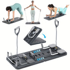 Tabla de Pilates Yoga Plegable | Set de Gimnasio Multifuncional para el Hogar con Temporizador, 2 Manijas de Resistencia, 2 Cuerdas de Tensión, Barra de Flexiones y Plataforma de Equilibrio | Entrenamiento de Core y Fuerza para Mujeres y Principiantes, En