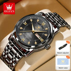 OLEVS Reloj de Lujo para Hombre, Diseño Elegante de Negocios con Diamantes de Imitación, Cuarzo Clásico de Acero Inoxidable para Hombre, Calendario Diurno Luminoso, Ideal para Regalos Románticos, Disponible en Esfera Azul/Negro/Blanco/Dorado