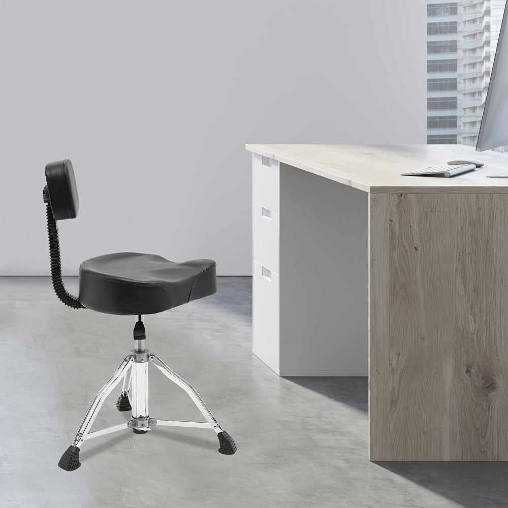Silla de batería con respaldo, ajustable en altura, silla de batería neumática, giratoria 360°, para oficinas, salas de piano, salas de estudio, estudios de arte, conciertos.