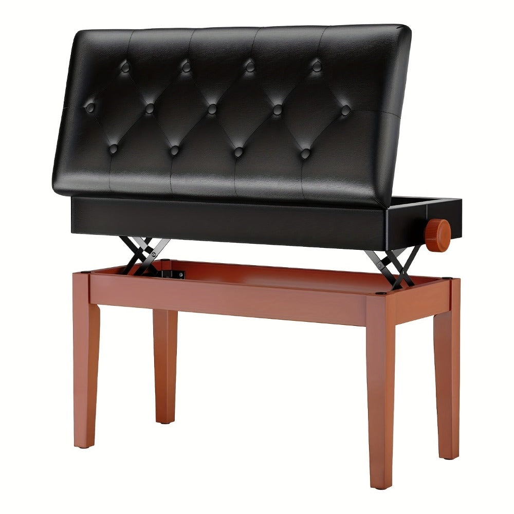 Taburete de Piano Ajustable en Altura 72X33X48-58Cm, Banco de Piano con Espacio de Almacenamiento, Banco de Piano con Cojín de Cuero PU, Silla de Piano Banco de Teclado Capacidad de Carga hasta 200KG, con 4 Patas