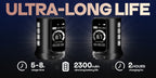 Kit de pluma máquina de tatuaje rotativa inalámbrica POSEIDON, motor sin núcleo de trazo ajustable de 2.4-4.2 mm, dos baterías con pantalla digital de 2300 mAh, viene con 10 agujas de tatuaje y otras adiciones