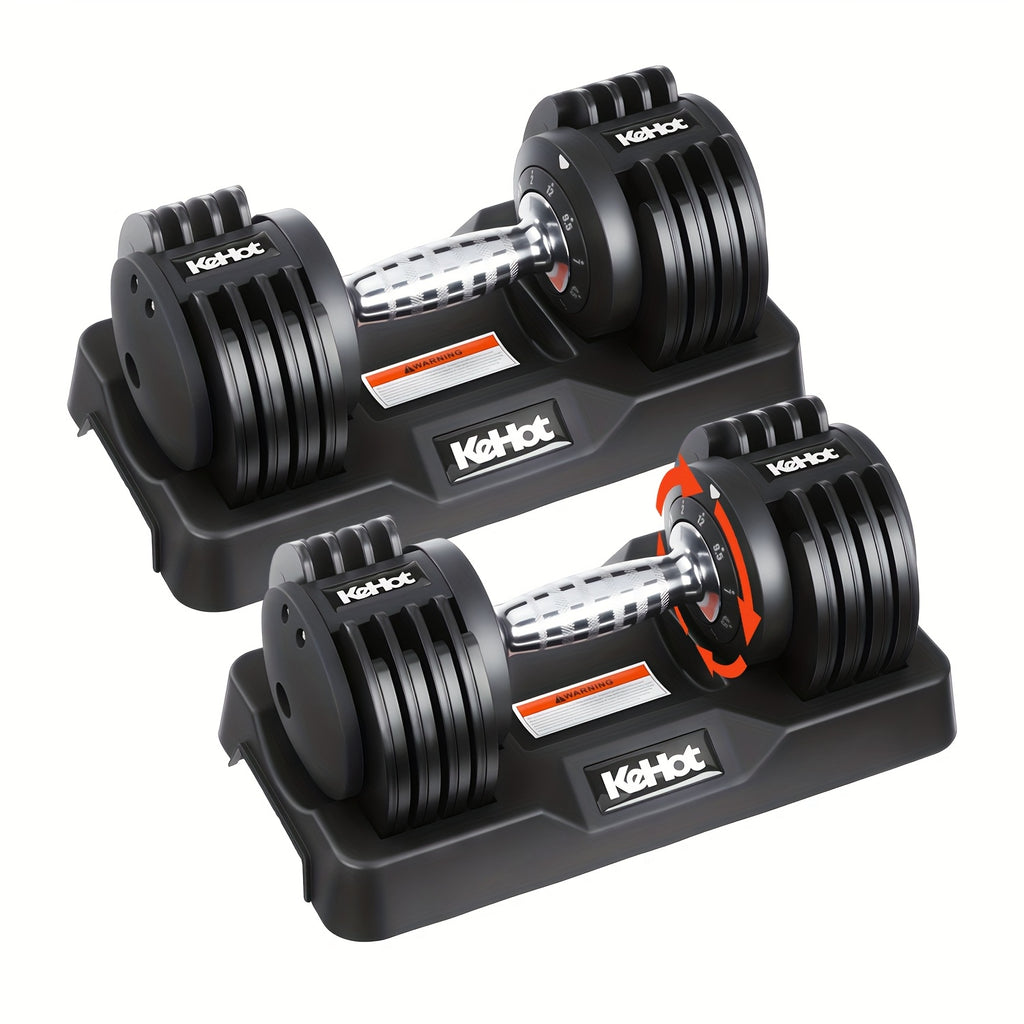 Set de mancuernas ajustables 5 en 1 | Ajuste rápido de peso con un toque y 5 niveles | Opciones de 12KG/25KG | Entrenamiento de fuerza profesional para gimnasio en casa | Incluye placas de peso y barra corta