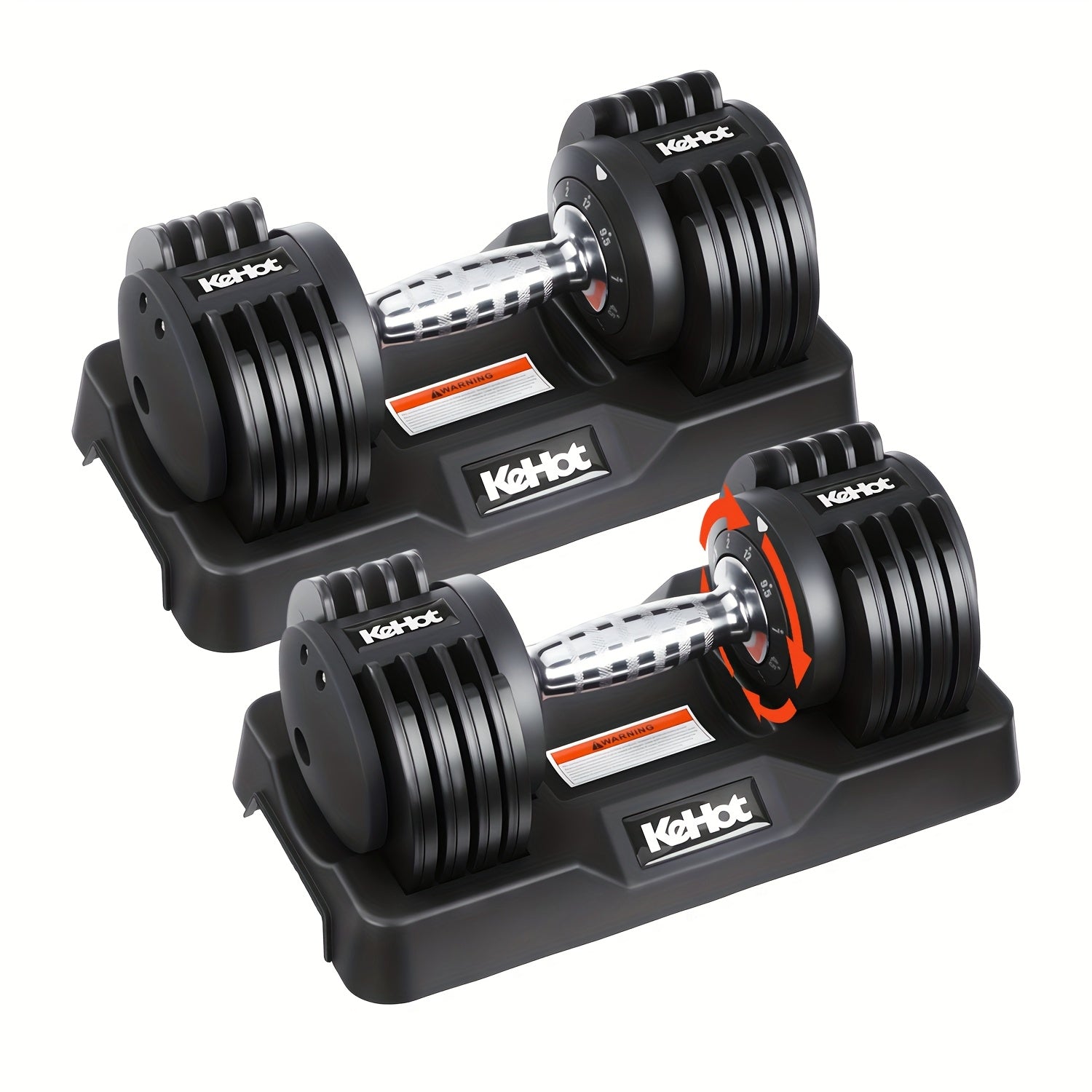 Set de mancuernas ajustables 5 en 1 | Ajuste rápido de peso con un toque y 5 niveles | Opciones de 12KG/25KG | Entrenamiento de fuerza profesional para gimnasio en casa | Incluye placas de peso y barra corta