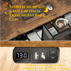 Escritorio de oficina eléctrico ajustable en altura, mesa de PC de oficina para juegos con enchufes incorporados, escritorio ajustable en altura para sentarse o estar de pie con 2 cajones de tela, escritorio grande, función de memoria, 5 tamaños