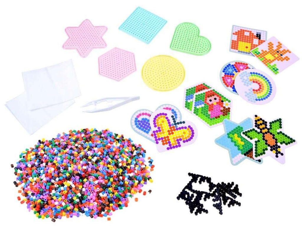 Set Creativo para Proyectos Térmicos para Adultos 5000 Perlas 5 Mm | Set de Plantillas de Formas + 10 Soportes + Pinzas + Papel para Moldear | Cubo Grande para Organización | Ideal para Decoración DIY, Manualidades, Creación de Adornos, Joyería y Proyecto