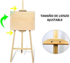 Caballete Pintura Plegable | Atril para Pintar de Madera de Pino 175 cm | Altura e Inclinación Regulable | Ideal para Exposiciones Niños y Adultos | Ligero y fácil de plegar
