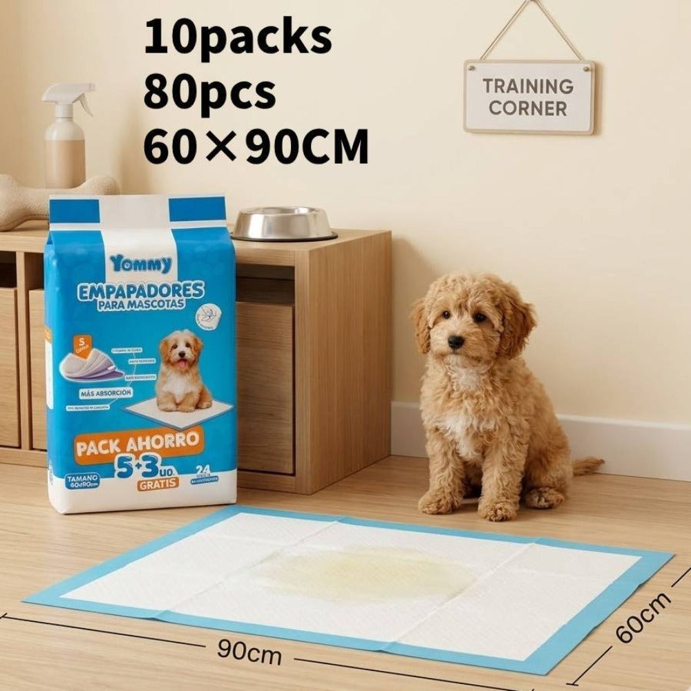 80 unidades de Empapadores para Mascotas | Empapadores para Entrenamiento de Perros y Cachorros | Absorción Rápida | Diseño Antifugas | Adecuados para Entrenamiento en Interiores o Uso en Exteriores | Tamaños: 40×50CM, 60×60CM, 60×90CM | Adecuados para Ma