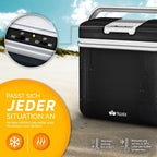 Tillvex® Caja Enfriadora Eléctrica 24L | Mini Nevera 230V & 12V para Coche, Auto, Camping | Caja Térmica Aislada para Enfriar y Calentar | Caja Calentadora con Asa de Transporte y Modo ECO TVKB24-01