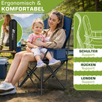 TRESKO® Silla de Camping Plegable hasta 200Kg | Silla Plegable con Bolsa Nevera, Portavasos y Bolsillo Lateral | Silla XXL Plegable Incluye Bolsa de Transporte | Silla de Pesca Acolchada para Exterior, Pesca, Festival y Jardín