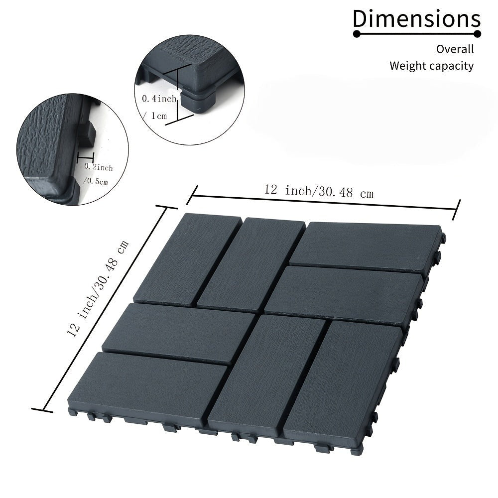 Paquete de 27/44 baldosas de plástico entrelazadas para terraza, adecuadas para piscina, balcón, patio trasero, porche, pavimentos impermeables para patio exterior con sistema de enclavamiento, instalación a presión, baldosas para terraza de bajo mantenim