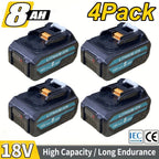 Paquete de 1/2/4/6/8 Batería BL1850B de 8.0Ah + Cargador DC18RC de 3A para baterías Makita de 18V 14.4V-18V BL1850 BL1830 BL1860 BL1840 y cargador DC18RD DC18RC DC18SF DC18RCT DC18RF, solo cargador o solo batería