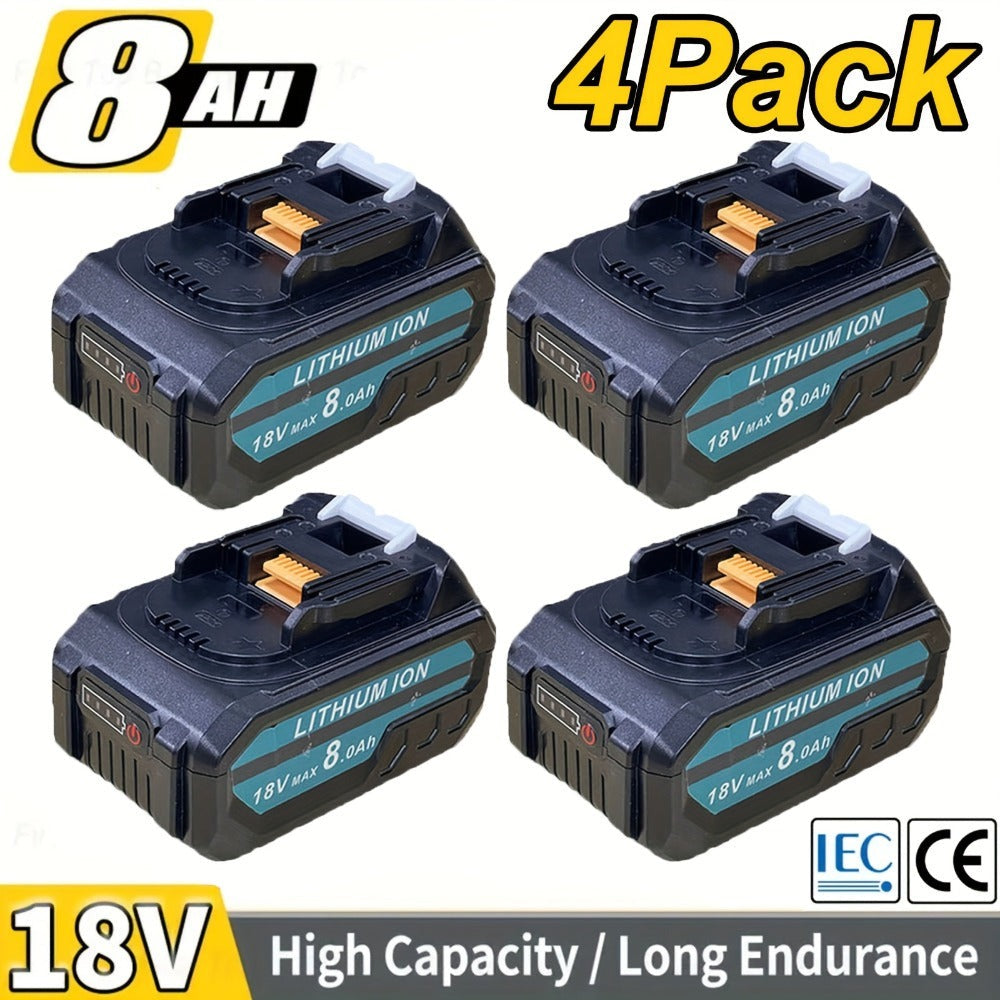 Paquete de 1/2/4/6/8 Batería BL1850B de 8.0Ah + Cargador DC18RC de 3A para baterías Makita de 18V 14.4V-18V BL1850 BL1830 BL1860 BL1840 y cargador DC18RD DC18RC DC18SF DC18RCT DC18RF, solo cargador o solo batería