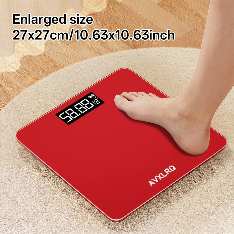 Báscula de baño de alta precisión, báscula electrónica de cuerpo con pantalla LCD ultradelgada con visualización de temperatura, inicio automático al pesar, pesaje hasta 180 kg, cambio de unidad LB/KG, diseño de plataforma de vidrio templado antideslizant