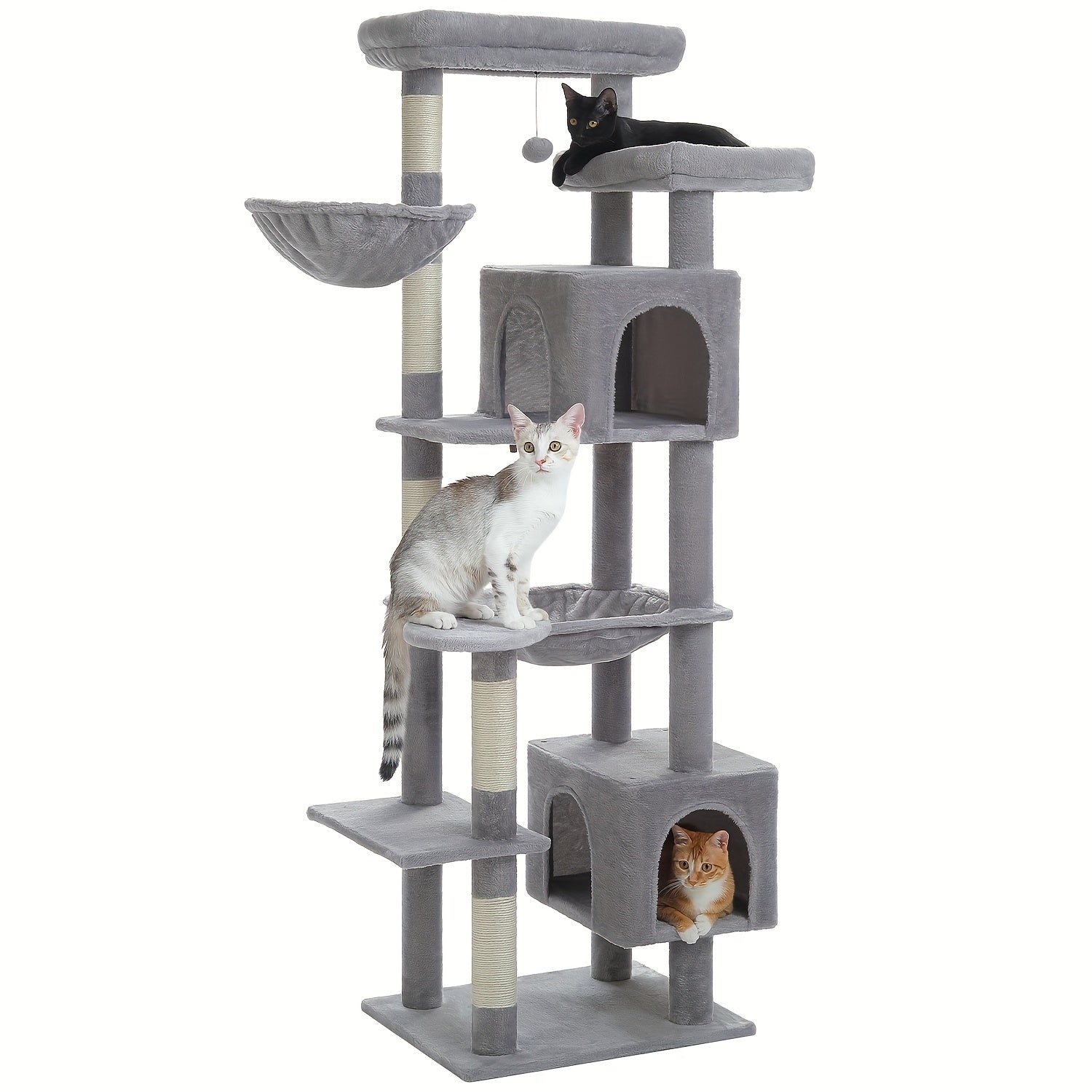 Pawz Road 175Cm Árbol para Gatos Altos para Gatos Grandes de Interior, Torre Grande para Gatos Adultos con Hamaca Súper Grande, Torre para Gatos con Postes para Rascar, Casa Tipo Condominio y Plataforma Superior Grande