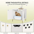 Gabinete para Gatos, Caja de Arena para Gatos, Casa para Gato con Puerta, Mesa Auxiliar de Madera para la Casa del Mascota, 50 X 60 X 61cm, Gabinete Estable para Gatos, Blanco y Dorado