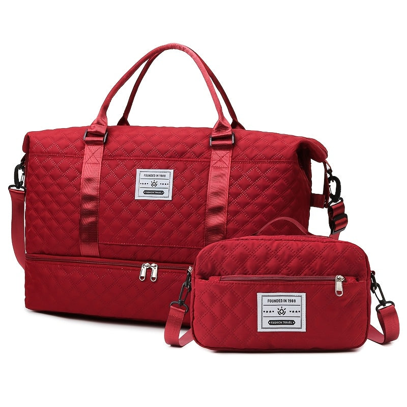 Juego de 2 bolsas de almacenamiento para equipaje, ligeras y plegables, expandibles, bolsa de viaje portátil para fin de semana y pernoctación, bolsa de fin de semana, bolsa de hospital, bolso tote para mujer para viajes de negocios, viajes, deportes, sen