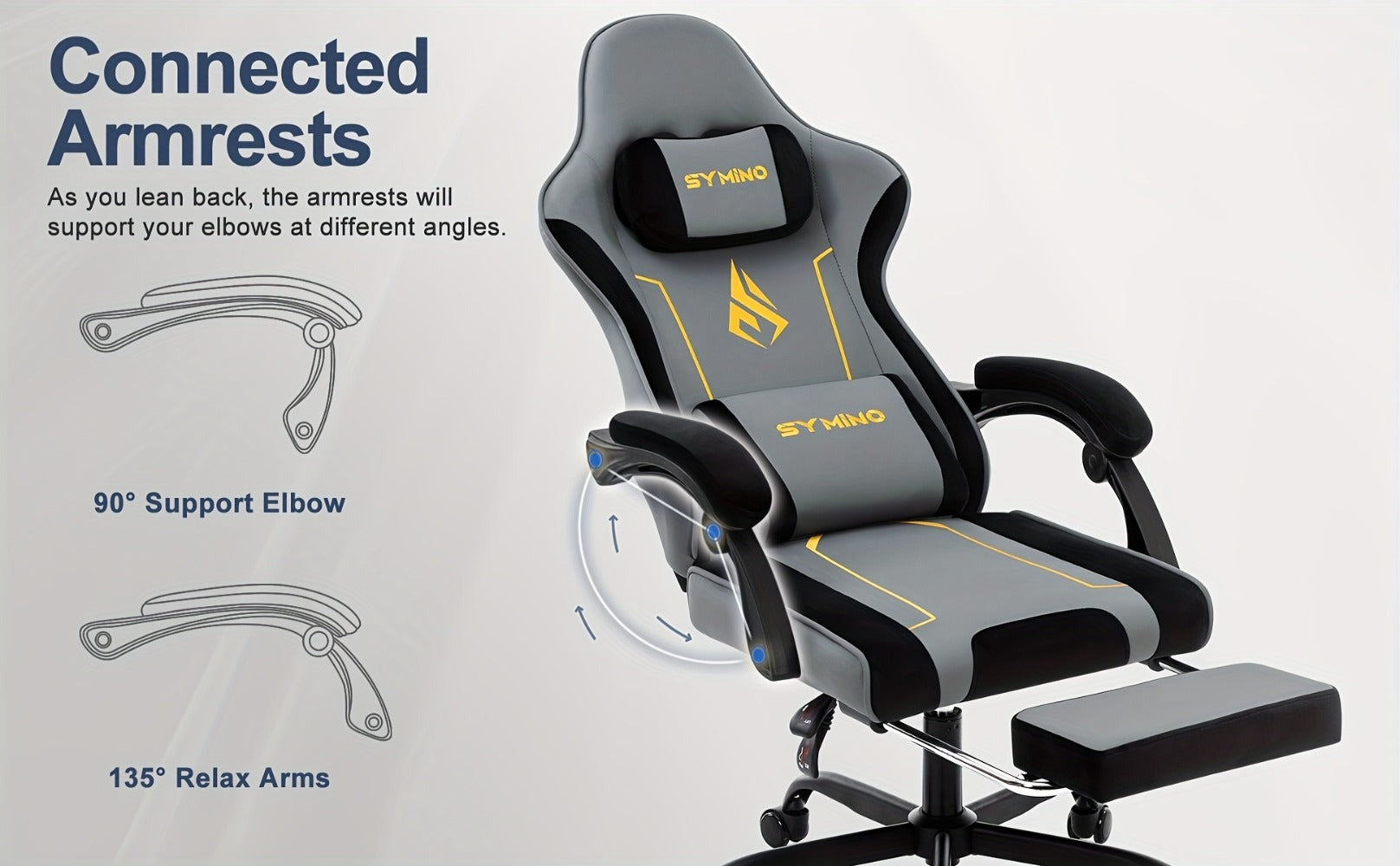 Silla de Oficina Ergonómica SYMINO, Ajustable, Cómoda, Cojín de Látex, Adecuada para Uso en Oficina, Reduce la Fatiga Durante el Sentado Prolongado, Altura Ajustable