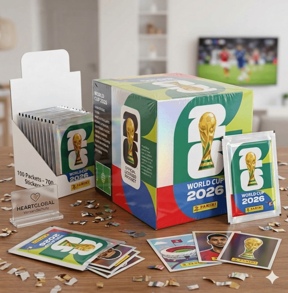 Expositor de pegatinas Panini Copa Mundial de la FIFA 2026 – 50 paquetes con un total de 350 pegatinas