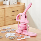 Máquina para hacer botones VEVOR, 1/1.25/2.28 pulgadas (25/32/58 mm) 3-en-1 para hacer pines, 300 piezas para botones, máquina para hacer botones con libro mágico de Panda, kit de prensa de perforación con mango en arco ergonómico, para regalos de bricola