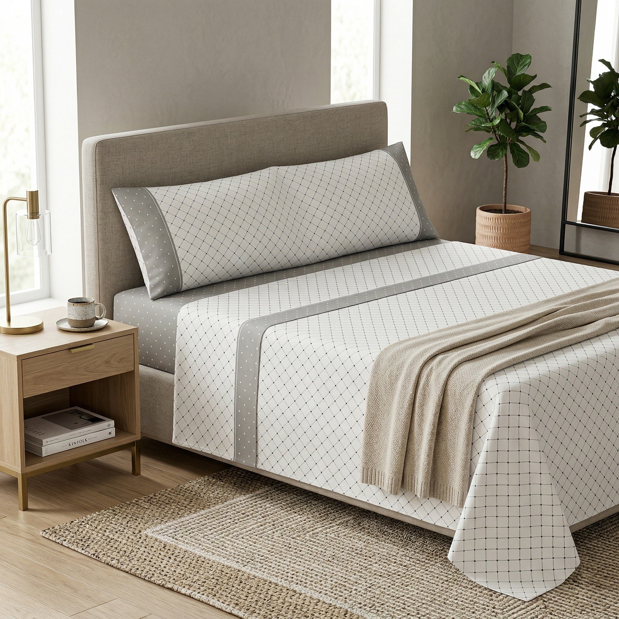 Juego de cama de 3/4 piezas apto para todas las estaciones, que incluye una sábana, una sábana ajustable y fundas de almohada. Medidas: 90 cm, 105 cm, 135 cm, 150 cm y 180 cm