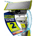Recambios Cuchillas Compatibles One Blade – Cabezal de Afeitado Repuesto para Maquinilla Hombre – Modelos QP2520 QP2530 QP2630 QP6510 QP6520 – PACK 2