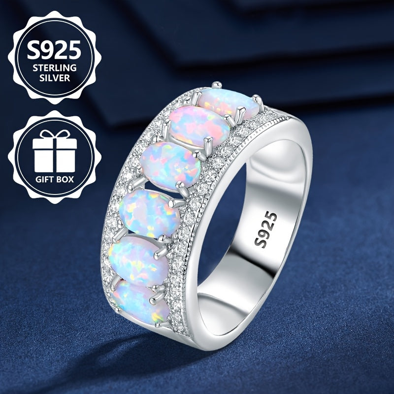 Un anillo de moda femenina impresionante hecho de plata de ley 925, elegante y con estilo, con piedras naturales. Esta hermosa pieza de joyería es perfecta para vacaciones, uso diario y es un regalo conmemorativo ideal para amigos.
