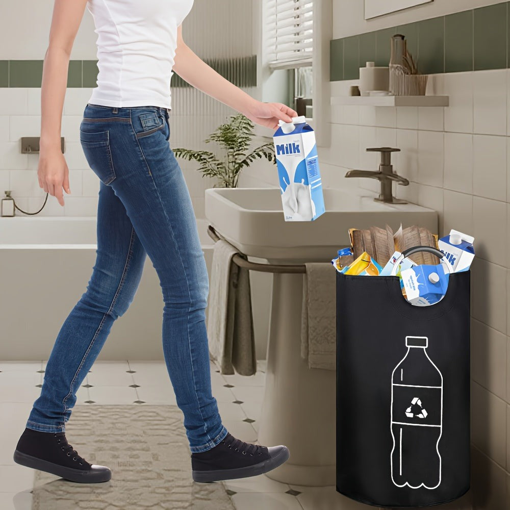 Cubo de Reciclaje Plegable de 100L y 70L, Material de Nylon 900D, con Bolsa Extraíble - Organizador de Basura de Tela Oxford Negra de Gran Capacidad, para Reciclaje de Vidrio, Plástico, Metal y Botellas Vacías, Almacenamiento para Cocina y Lavandería