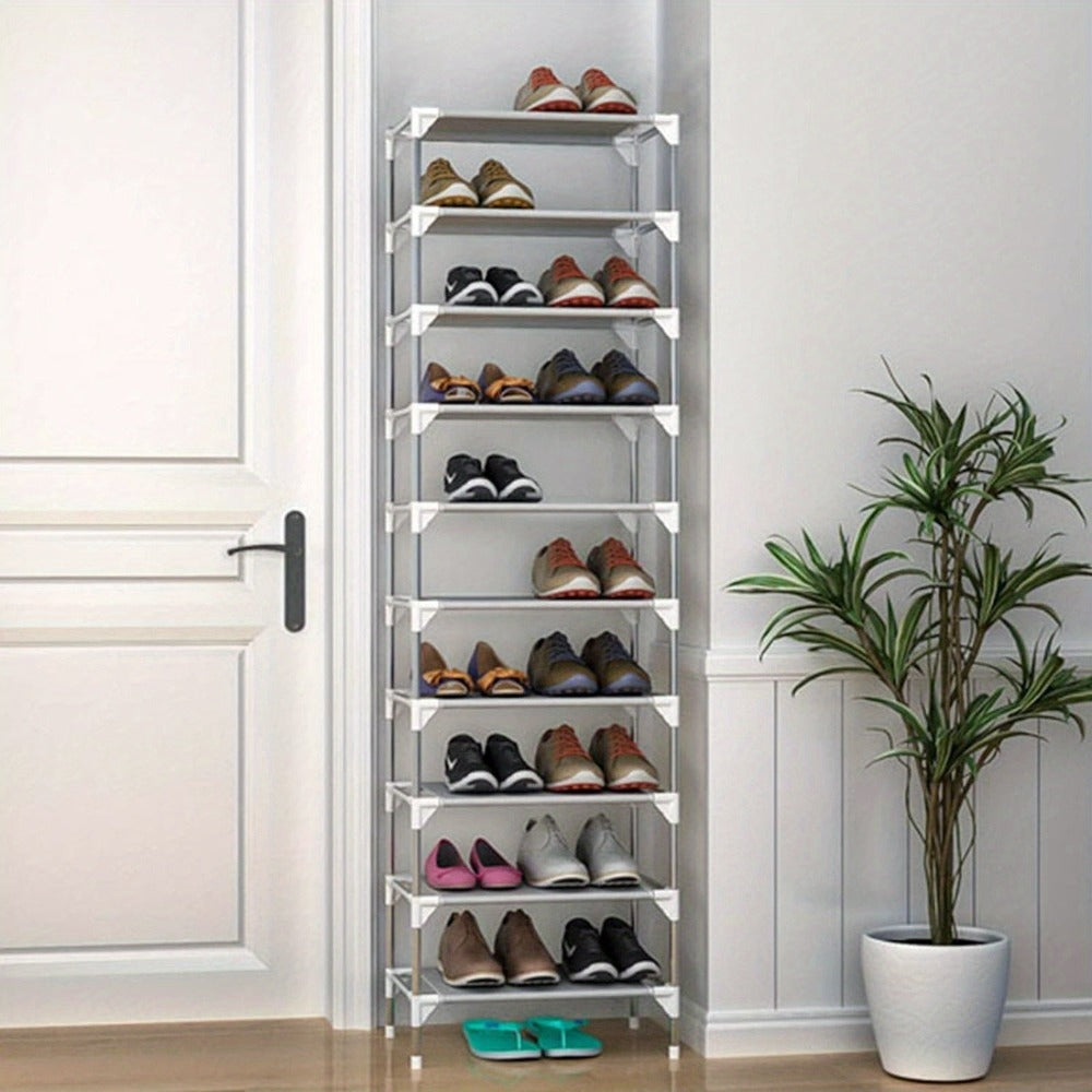 Estante para Zapatos de 10 Niveles, Organizador Robusto y Ahorrador de Espacio, Soporte para 20 Pares de Zapatos, Cubierta para Sala o Pasillo