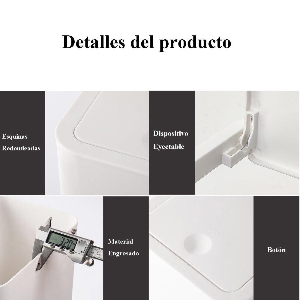 Bote de basura para baño con tapa, 10L / 15L de Capacidad - pequeño cubo de basura con tapa desplegable, Cubo Basura para Oficina, Habitacion, Cocina - Negro/Blanco/Gris