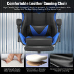 Silla de oficina ergonómica diseñada para gaming, con reposapiés, respaldo alto, giro ajustable y soporte lumbar, hecha de cuero PU en estilo racing para entusiastas de los E-Sports