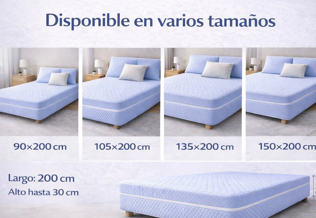 Funda de colchón con cremallera L180° y elástico – Funda completa para colchones de largo200×alto30 cm, tejido suave, no pierde color, disponible en varios tamaños (90/105/135/150 cm)