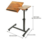 Escritorio Ajustable para Laptop, 60 X 34.5 X 58-90 Cm, Mesa Plegable para Cama, Mesa de Sofá con Ruedas, Soporte Elevable para Laptop Giratorio 360 Grados, Escritorio de Madera para Sofá y Laptop