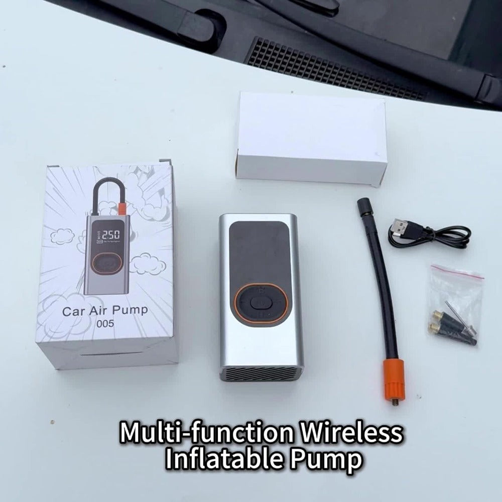 Inflador de neumáticos portátil inalámbrico de 150 PSI con medidor digital y luz LED, compresor de aire recargable USB-C - Infla rápidamente coches, bicicletas, motocicletas, balones, etc., herramienta portátil para inflar neumáticos, equipo de viaje para