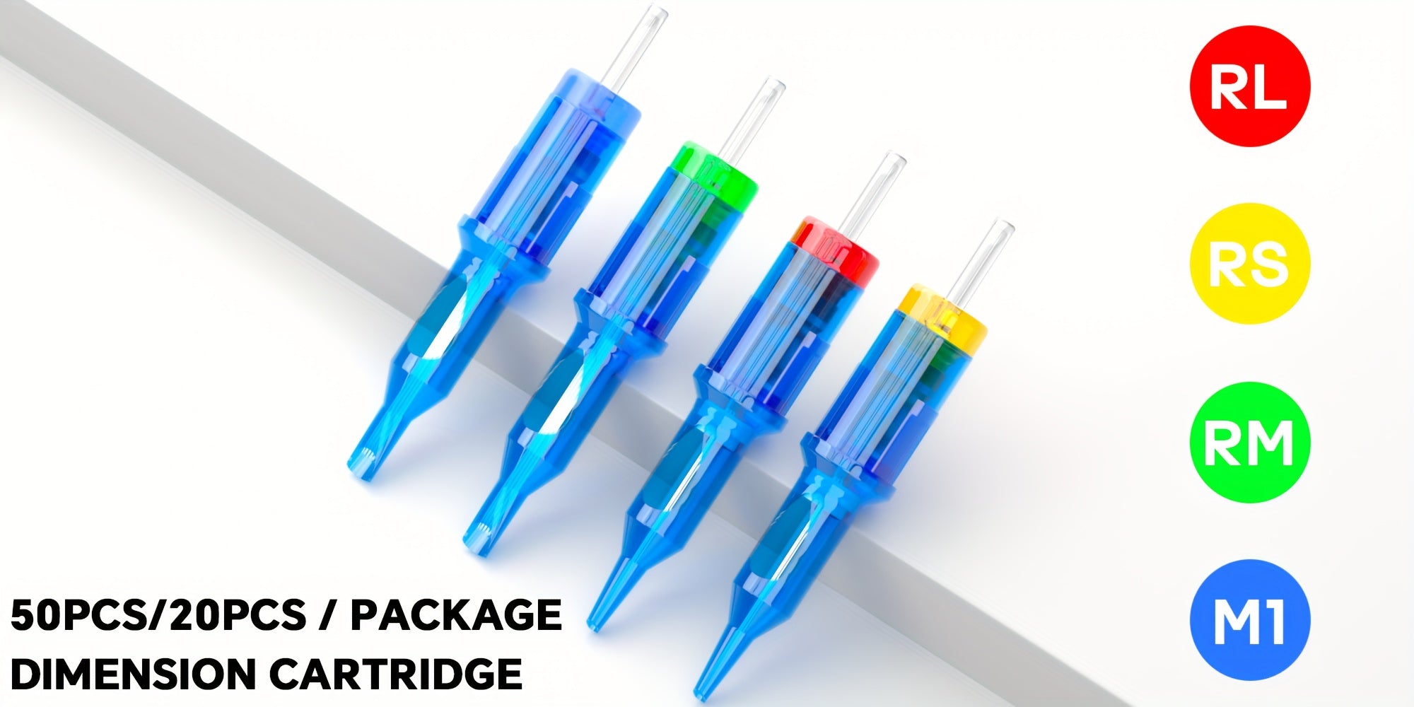 Agujas de Cartucho para Tatuaje POSEIDON V3 50pcs Tamaño Mixto, Agujas Estériles con Cartuchos de Seguridad con Membrana - 1203Rl, 1205RL, 1207RL, 1209RL, 1207RM, 1209RM, 1205RS, 1207RS, 1209RS, 1207M1
