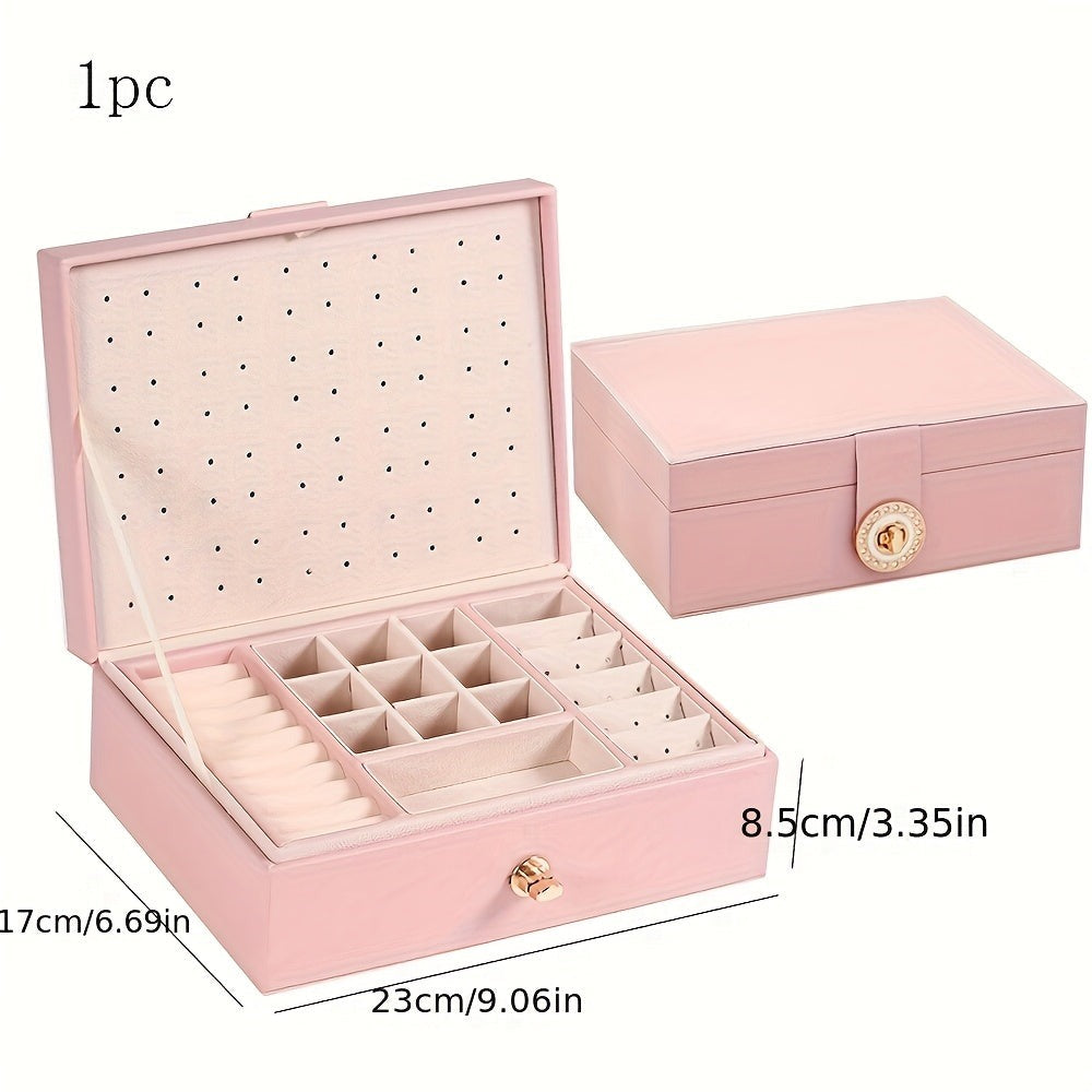 Organizador de Joyería de Lujo con Múltiples Niveles y Amplio Espacio para Collares, Aretes, Pendientes, Brazalete y Más, Fabricado en Cuero Sintético