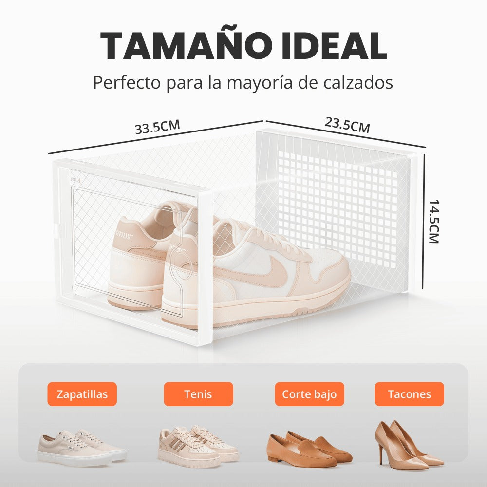 RELAXTY Pack Organizador de Calzado – Cajas DE Zapatos Transparentes Apilables con Apertura Frontal, Sistema Antivuelco y Ventilación