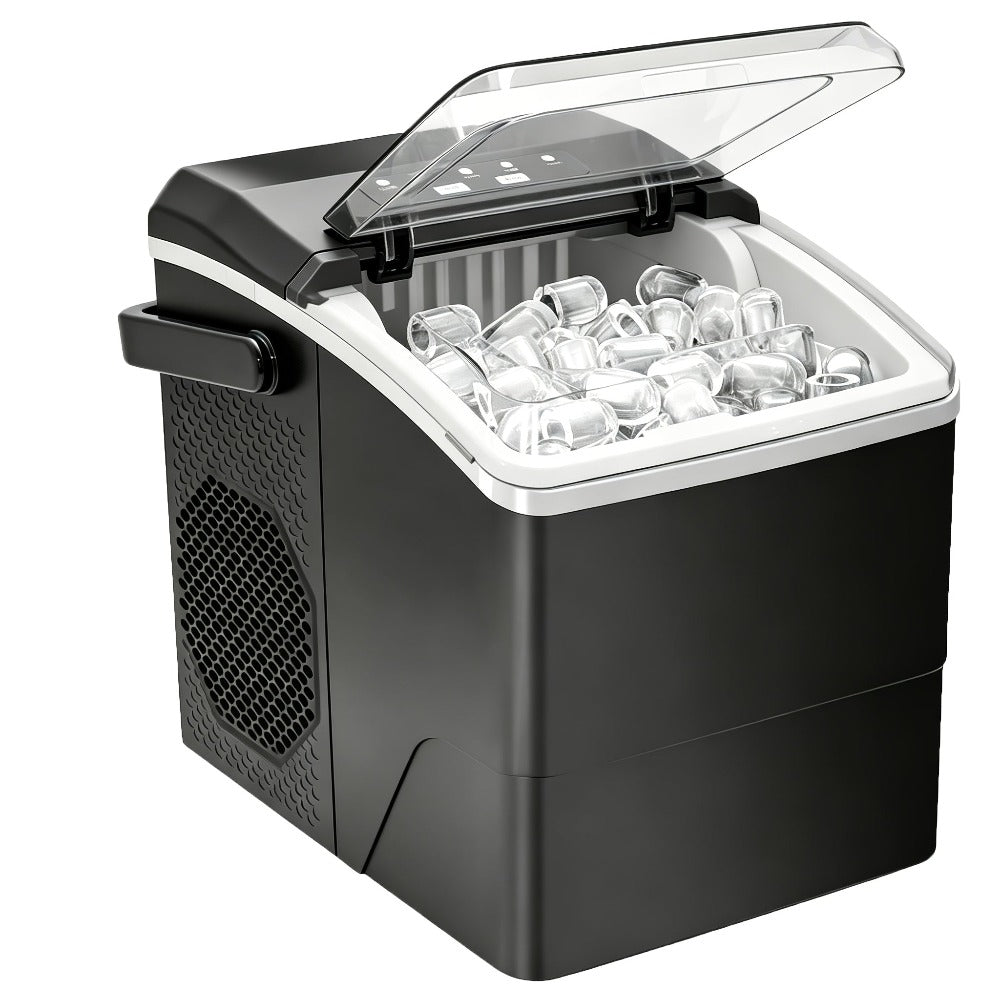 Fabricante de hielo comercial de doble uso con diseño de tapa transparente, refrigeración eficiente, duradero, ideal para restaurantes y bares, perfecto para cocinas de oficina