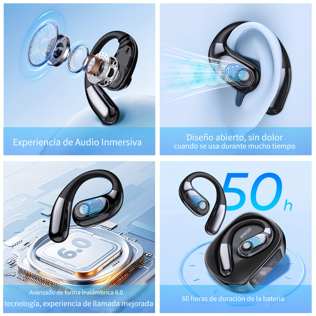 Auriculares Bluetooth | Miniso MS193 Auriculares de Traducción AI: Pantalla Táctil LED, 40 Horas de Batería, Sonido HD de Alta Fidelidad, Modo