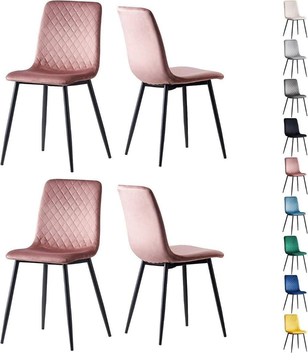 Sillas de comedor MCC Direct en conjunto de 4 piezas Hechas de terciopelo, patas de metal, sillas Lexi, sillas de diseño